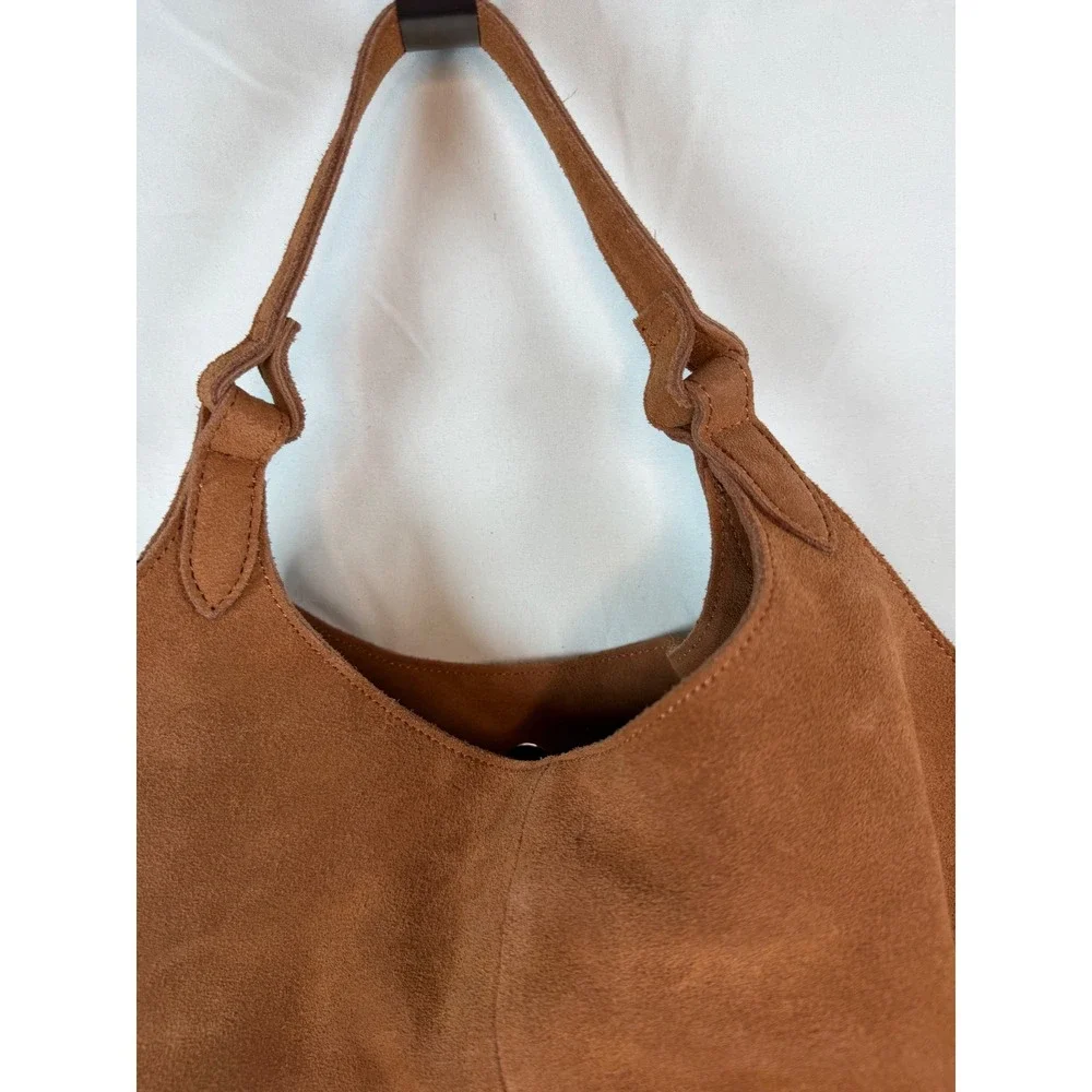 M.I.L.A Emma Bag Tan Brown Suede Leather Hobo Shoulder Bag Womens‎ MILA Handbag